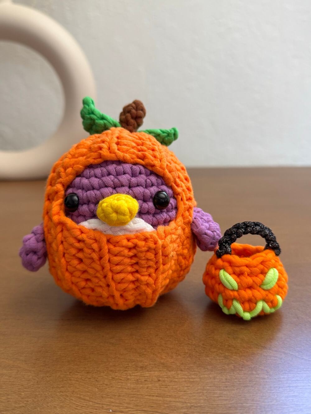 *Pre-Made Plushie* The Woobles Pierre the Halloween Penguin & Trick-or-Treat Bag